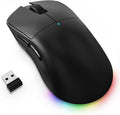 AJAZZ NJ08 Wireless Gaming Mouse 70g Lightweight, 12800 DPI, RGB Strip, 3-Mode Connection 2.4GHz/BT/Wired, 1000Hz Polling Rate, Ergonomic Right-Handed Design for PC, Mac, Windows, Laptop(Black)