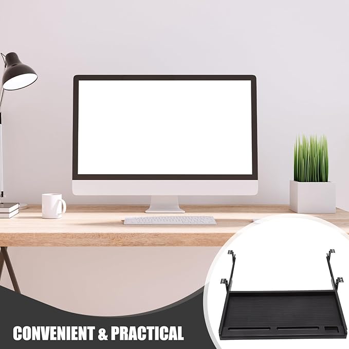 jojofuny 1 Set of Keyboard Tray Under Desk, Keyboard Sliding Tray Under Desk, Drawer Slide, Shelf, for Home and Office