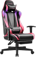 GTPLAYER Gaming Chair with Footrest, Ergonomic Computer Game Desk Chair, Reclining Gaming Chair Seat Height Adjustment, Swivel Rocker with Headrest and Lumbar (Colorful)