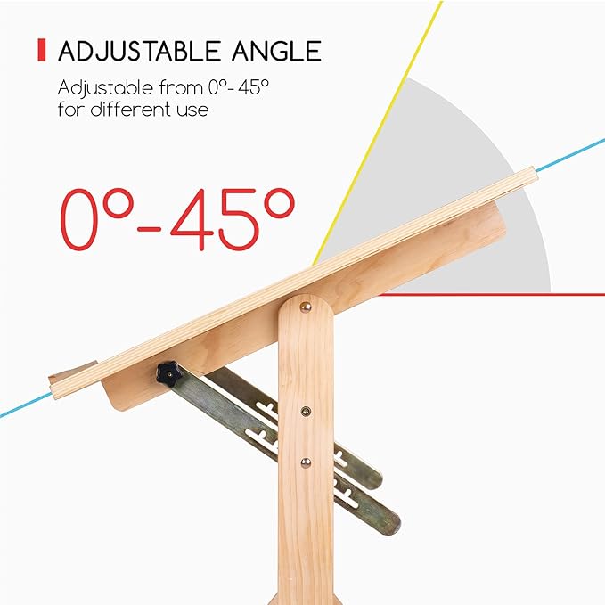 MEEDEN Wood Adjustable Drafting Table: 35.5" x 23.5" Art Drawing Desk with Various Height and Tiltable - Rustic Artist Desk with Pencil Ledge and Ruler for Writing Reading Graphic Design