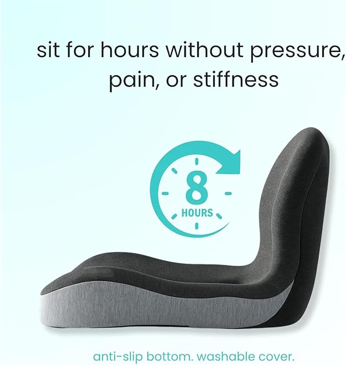 hwqsad 2-in-1 Back and Seat Cushion with Lumbar Support, Ergonomic Memory Foam Seat Cushion,Non Slip Breathable, No Flattening,for Office Chairs/Car/Long Trip/Desk Chair/Gaming (Black)