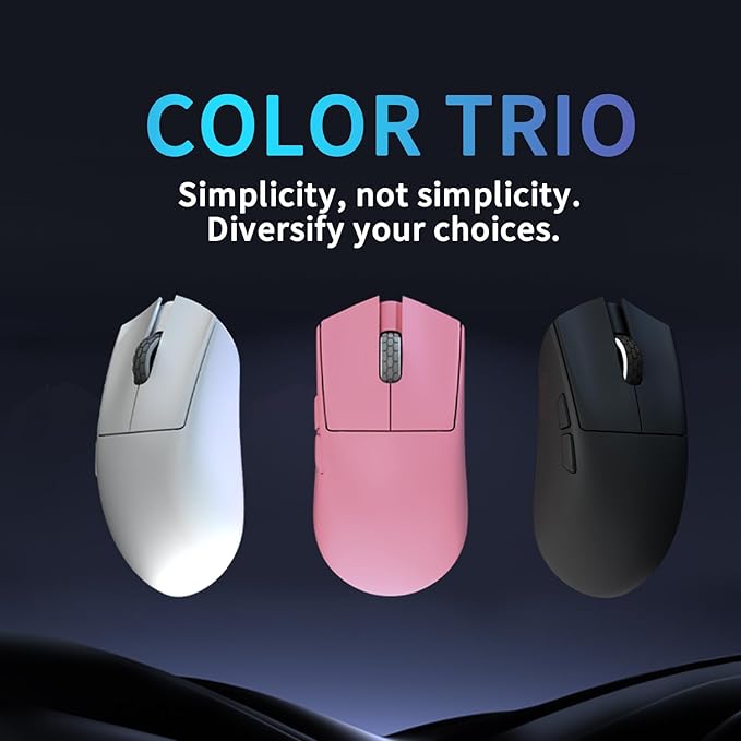 Darmoshark M3microPRO Mini Wireless Gaming Mouse,Tri-Mode 2.4G/USB-C/Bluetooth Mouse Up to 30000DPI,PAW3950 Optical Sensor Lightweight 43g,5 programmable Button,Computer Mouse for PC,Mac(White)