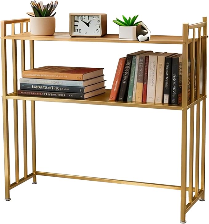 37.4" Desk Shelf, 2-Tier Desktop Hutch Bookshelf, Metal Display Rack Countertop Storage Organizer Shelf for Home Office