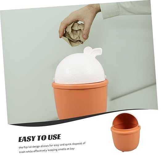 Mini Rabbit Basket Desk Trash Can Cute Desktop Trash Bin Flip Lid Slim Bathroom Waste Basket for Office Car