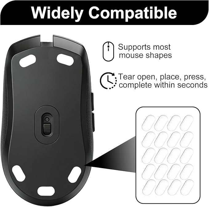160 Dot Mouse Skates, Universal Glass Mouse Skates for Gaming Mice, Custom Glide and Control Dots for Esport Players, Smooth Movement on Cloth and Glass Mouse Pads (Black & White)