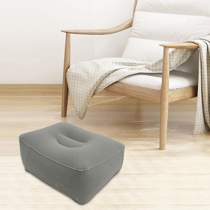 Foot Rest for Under Desk at Work, Inflatable Foot Stool Cushion for Home, Gaming, Computer, Office Under Desk Footrest Pillow, Gray