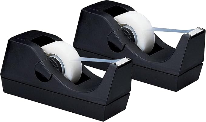 1InTheOffice Tape Dispenser Desk, Desktop Tape Dispenser, Black 2 Pack (Tape Dispenser)