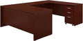 Bush Business Furniture Series C 72W x 30D U Shaped Desk with Mobile File Cabinet in Mahogany