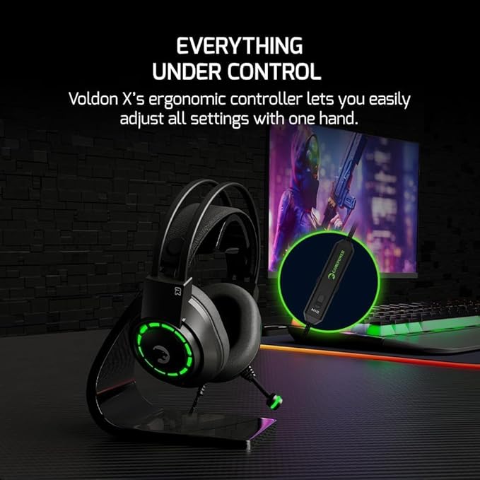 GAMEPOWER Voldon X 3.5mm Jack Gaming Headset - Wired Headphones with 50MM Drivers, Comfort Design, Noise Cancelling Mic, PS4, PS5, for Xbox, Black