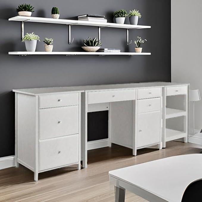 Delta 3-pc Home Office Set Stylish Practical Home Office Furniture Set Includes Desk Chair and Storage Unit Wooden Construction with Clean White Finish Ideal for Small Spaces or Apartments