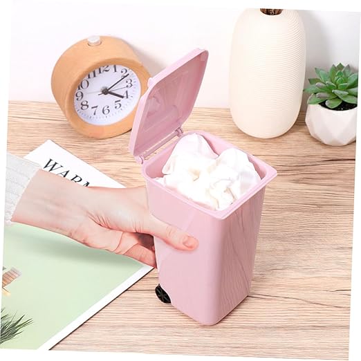 Outanaya Desktop Trash Can Creative Slim Waste Bin Cover Perfect for Home Office Car Mini Organizing Bin Random Color