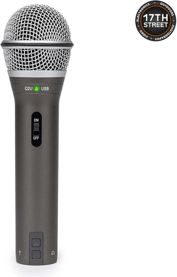 SAMSON Q2U USB/XLR Connectivity Dynamic Microphone with Accessories - PS04 Gooseneck Microphone Pop Filter, SR350 Over-Ear Stereo Headphone, Boom Arm Microphone Mic Stand & Cleaning Cloth - Bundle Kit