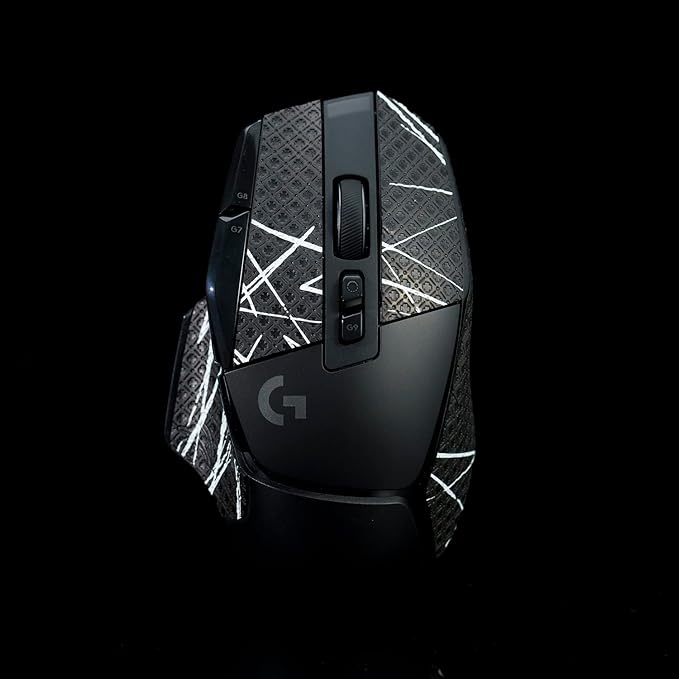 Grip Tape for Logitech G502X Lightspeed Plus- Anti-Slip,Enhanced Control, Sweat Resistance,Improves FPS Gaming Grip & Mouse Protection [Pre-Cut] Black White 0.4mm