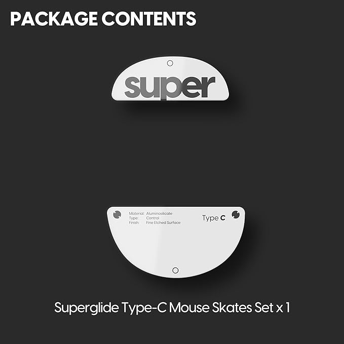 Superglide Glass Mouse Skates - Consistent Controllable Glide, Polished Round Edge, Super Balanced Gaming Mouse Feet with Durable Sole for Pulsar JV-X Pro Series (Type-C, White)