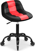 Rolling Shop Stool with Wheels, Rolling Stool with Back Support, 360° Swive Garage Chair, Height Adjustable Chair 330lb Heavy Duty for Spa Salon Massage Home Office Tattoo (Red)