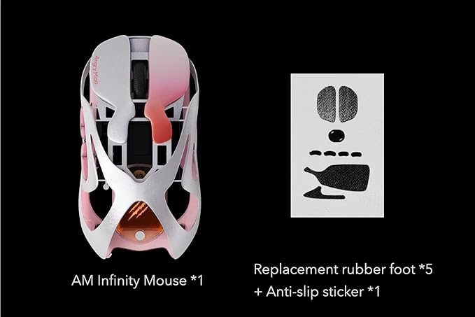 Angry miao Infinity Gaming Mouse Wireless Mouse with 30000DPI PAW3950 Sensor Metal Ultralight 49g Hollowed-Out Design Mouse 7 Programmable Buttons Customizable RGB Lighting-Anti-Slip Sticker