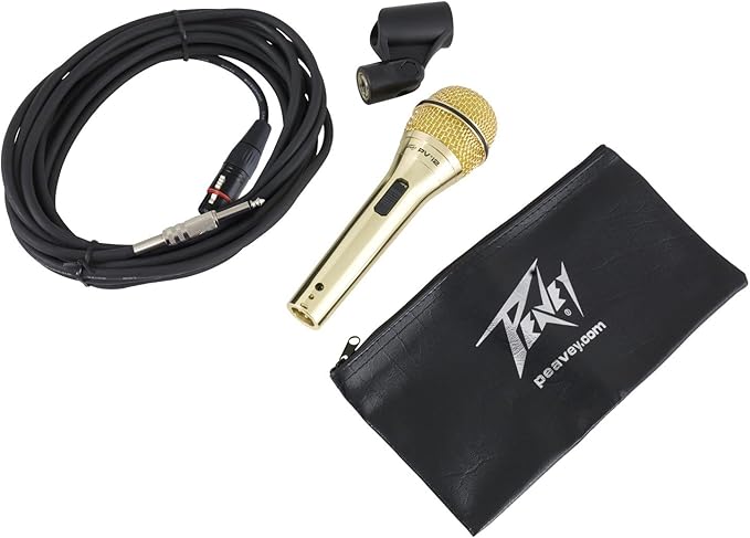 Peavey PVi 2 1/4" Gold Cardioid Unidirectional Dynamic Vocal Microphone with 1/4 inch Cable