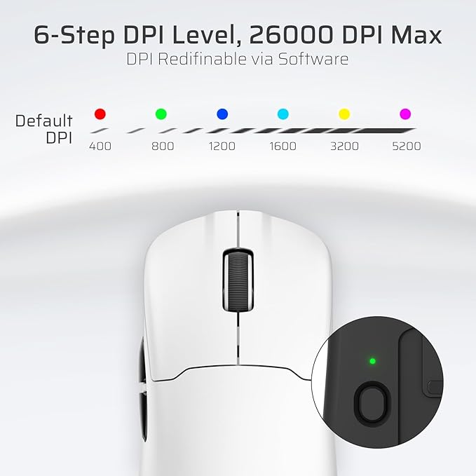 LTC GM022 Ultralight 3-Mode Wireless Gaming Mouse with RGB Charging Dock, PAW3395 26K DPI Sensor, 55G Lightweight Ergonomic Bluetooth Gaming Mouse, 5 Programmable Buttons, 80 Million Click Switch