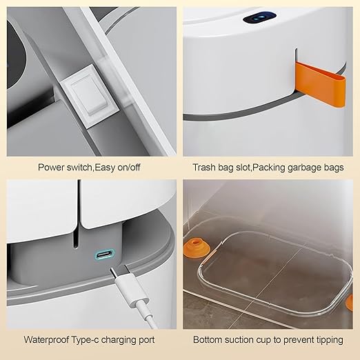 MOPALL Automatic Motion Sensor Bathroom Trash Can with Lid, 3.5 Gallon Touchless Garbage Can, IPX5 Waterproof Smart Small Waste Basket for Bedroom Kitchen Office