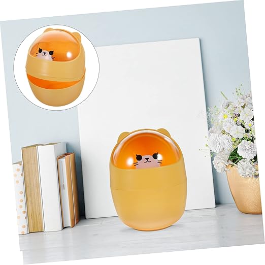 Smart Trash Can Flip Lid Garbage Can Lid Slim Desktop Storage Container