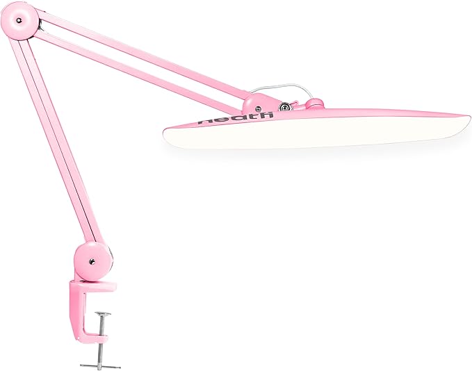 Neatfi XL 2200 Lumens 20W LED Desk Lamp with Clamp – Adjustable Color Temperature | 4-Level Dimmable Light | Home Office, Crafts & Workbench | 20-Inch Wide Head (Pink, CCT with Clamp)