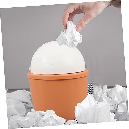 SHOWERORO Cute Mini Trash Can with Lid Small Desktop Waste Bin for Bedroom and Bathroom Slim Garbage Can for Office Flip Lid Design for Boys and Girls and Home Use