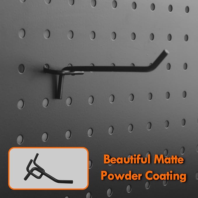 G.CORE Pegboard Hooks Accessories - 30pcs 2inch Metal Peg Board Tool Hangers, Fits 1/8 1/4 Pegs Slots, Pegboard Wall Organizer Shelving Racks, Hanging Display Storage Holders for Garage Craft (Black)