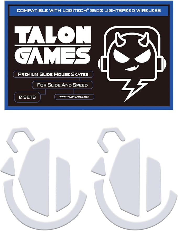 2Sets of TALONGAMES Rounded Curved Edges Mouse Feet Skates Compatible with Logitech G502 Wireless Gaming Mouse Feet Replacement,0.8mm,Pure PTFE Material with Super Smooth Glide Pads