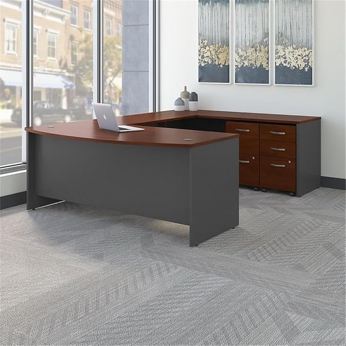 Bush Business Furniture Studio C 3 Drawer Mobile File Cabinet in Modern Hickory - Assembled, Rolling Document Storage for Home or Professional Office