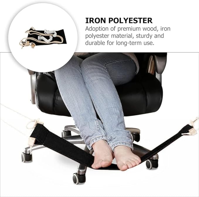 HANABASS Foot Hammock Under Desk Footrest Portable Adjustable Desk Feet Hammock Mini Foot Rest Stand for Home Office Black