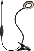 Clip Light Reading Lights 48 LED Clamp-on Desk Lamp with 3 Color Modes and 10 Brightness Dimmable, 360 ° Flexible Gooseneck Book Clamp Light for Video Conference Lighting Headboard