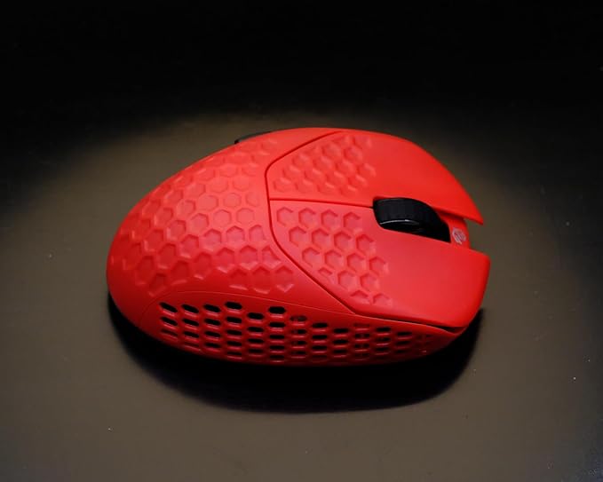 GWolves HTR Lightweight Wireless Fingertip Grip Gaming Mouse,~28Gram,8K-Report,Low Latency,PAW3395 26,000CPI,Nrf52840 CPU,6 Programmable Btns,On-Board Memory,PC/Mac and Laptop (Honeycomb, Red)