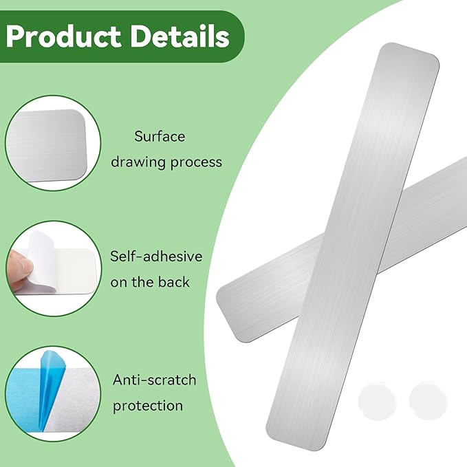 ZDZBLX Magnetic Board 5Pcs, Magnet Bulletin Board Frameless Stainless Steel Iron Board Strips, Adhesive Backing Metal Magnet Boards,Memo Strip for Wall School Office Home Use,Includes 10 White Magnets