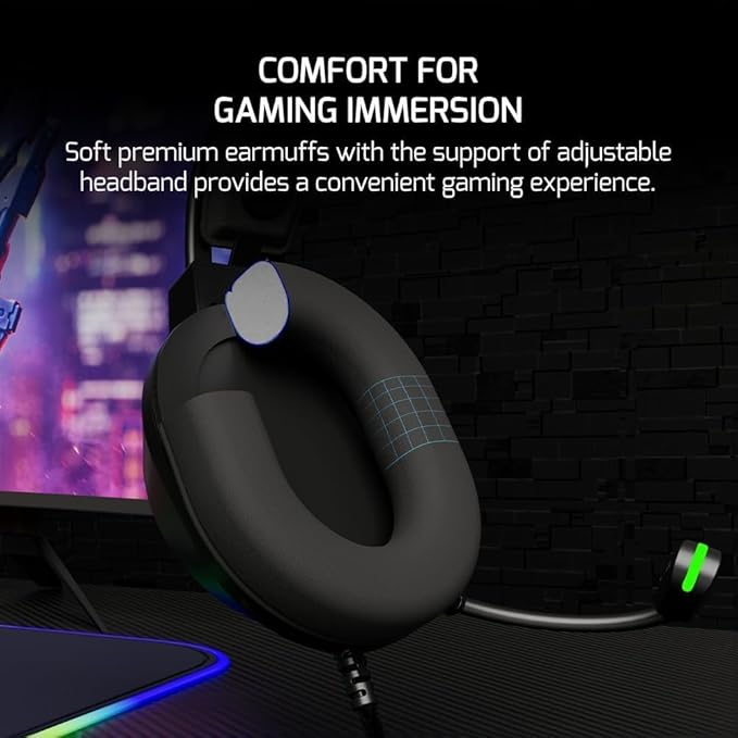 GAMEPOWER Voldon X 3.5mm Jack Gaming Headset - Wired Headphones with 50MM Drivers, Comfort Design, Noise Cancelling Mic, PS4, PS5, for Xbox, Black