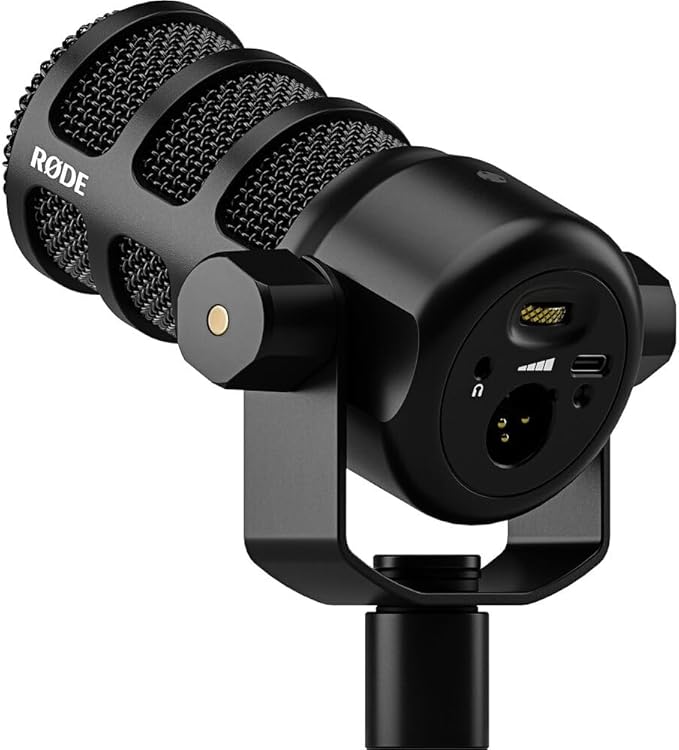 Rode PodMic USB and XLR Dynamic Podcasting Microphone | Black Bundle with Pop Filter + Desktop Microphone Stand + XLR Cable + Cleaning Cloth (5 Item)