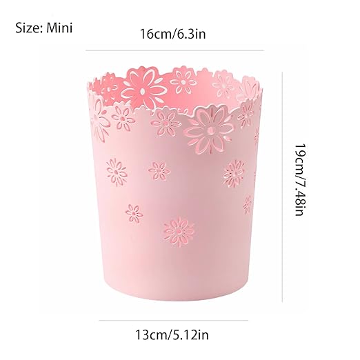 Mini Wastebasket 1 Gallons Small Pink Trash can Office Plastic Garbage Can for Bathroom Vanity, Desktop, Office or Kids Rooms (Pink, Mini)