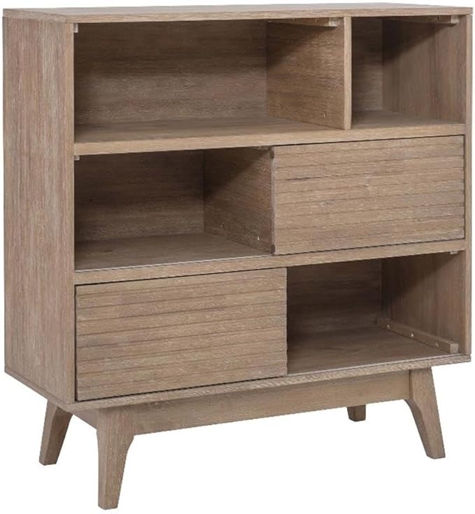 Pemberly Row Set of 2 Bookcase & Filing Cabinet with Rolling Castors in Natural