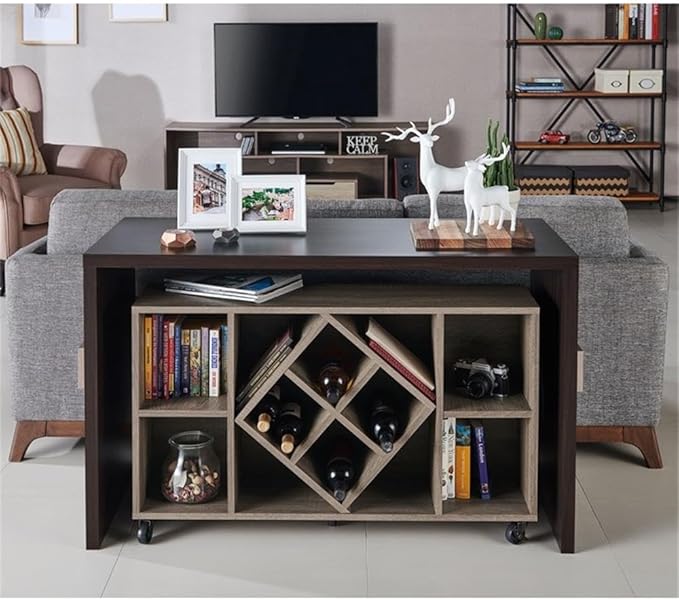 Furniture of America FOA Minshew Solid Wood 2-Piece Convertible Desk with Bookcase Set in Brown