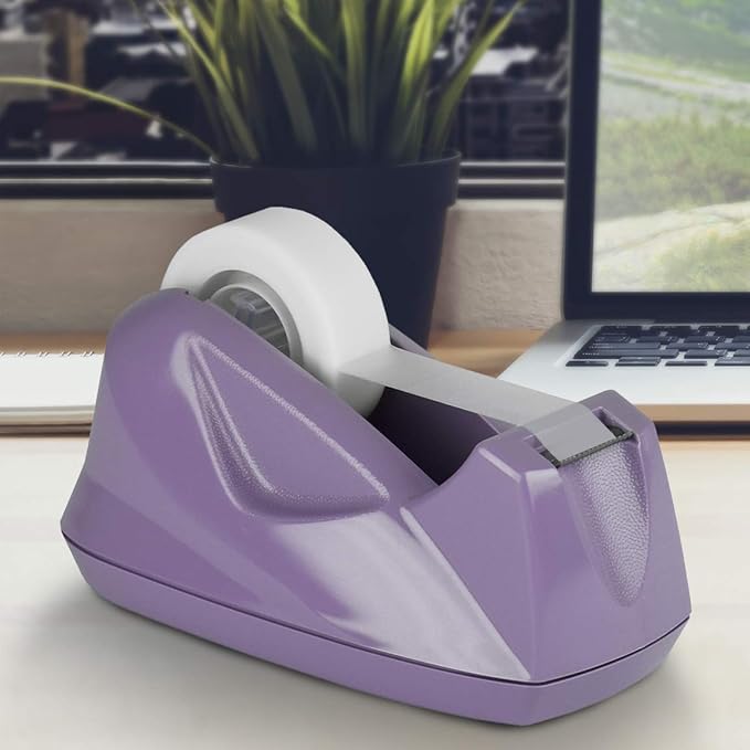 Acrimet Premium Desktop Tape Dispenser, Plastic, Non-Skid Base (Heavy Duty) (Purple Color)