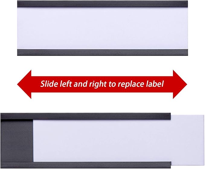 Eeoyu Magnetic Label Holders with Magnets Magnetic Data Card Holders with Clear Plastic Protectors for Metal Shelf, Whiteboard, Set of 50 (1 x 3 Inch)