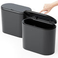 3.17 Gallon Thin Small Black Bathroom Trash Can with Lid,12L Small Pet/Dog Proof Slim Trashcan and Skinny Covered Trash Can,Plastic Covered Wastebasket,Garbage Can for Kitchen,Office,RV,Bedroom,2 Pack