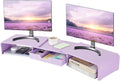 LEKETREE Dual Monitor Stand Riser with Drawer, Desk Organizer and Accessories, Metal Laptop Stand for Desk, Workspace Desktop Stand for Computer, Laptop, TV and More (Purple)