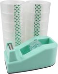 Desktop Tape Dispenser,1 Pack Green Tape Dispensers with 12Rolls Transparent Tape, for Packaging in Office,Restaurant, Flower Shop,Cake Shop (Green)