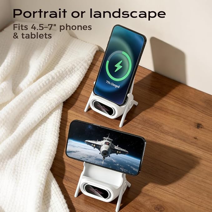 Mini Chair Wireless Fast Charger Multifunctional Phone Holder, 2026 New Wireless Fast Charger Phone Stand with Speaker, 3 in 1 Charging Desktop Stand for Cell Phones (Green)