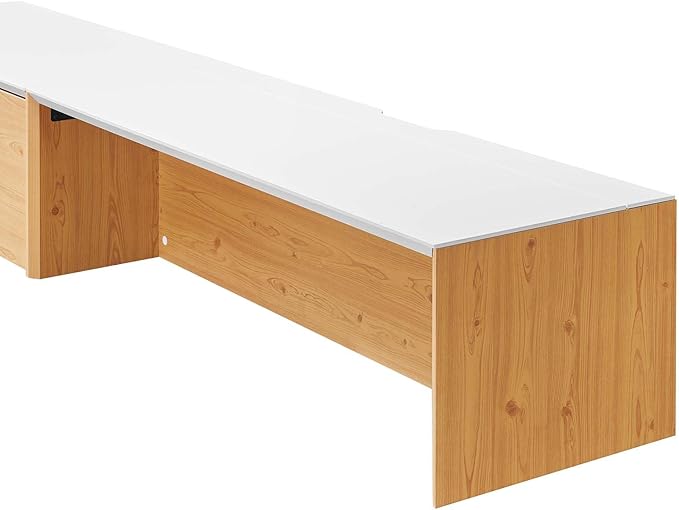 Modway EEI-6312-WHI-NAT Kinetic 49" Wall-Mount Office Desk with Cabinet and Shelf, White Natural