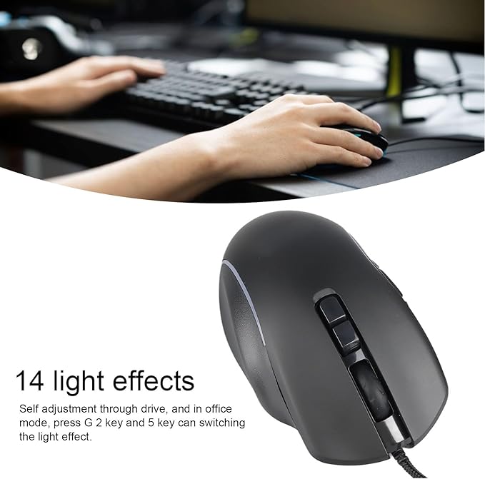 Sanpyl Wired Gaming Mouse with 10 Programmable Side Buttons, 800-7200DPI 6 Adjustable DPI Shortcut Mouse, Office Gaming Multi Mode Adjustable Backlight Braided Wire Mouse (Black), Sanpylyknopdfqcw-11