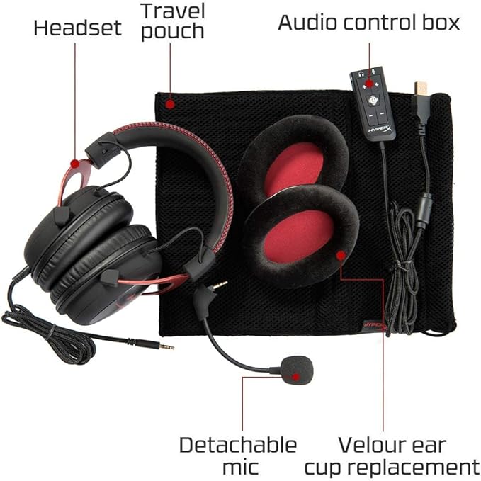 HyperX Cloud II Gaming Headset for PC & PS4 & Xbox One,Nintendo Switch - Red (KHX-HSCP-RD) (Renewed)