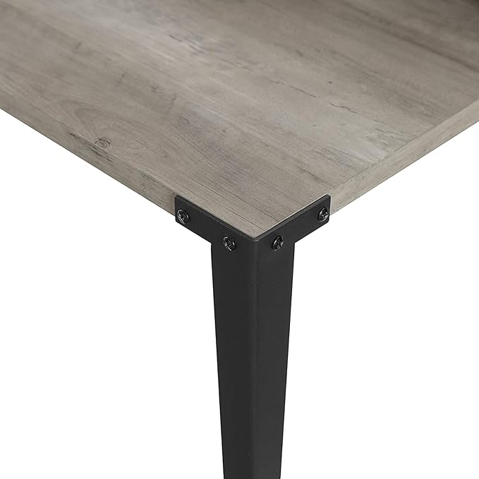 Interior Elements Industrial Modern Wooden Secretary Office Desk with Hutch - Grey Wash, 42"