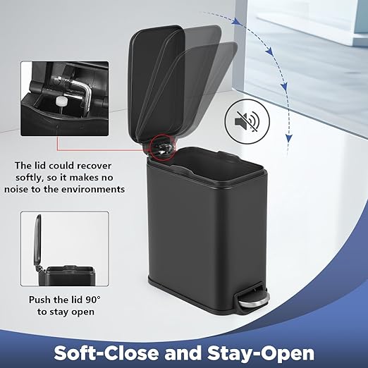 Bigacc 1.3 Gallon Kitchen Trash Can, Stainless Steel Small Trash Can & Mini Garbage Can with Removable Plastic Inner Bucket Lid, Foot Pedal, Waste Bin for Bathroom,(2 Set)