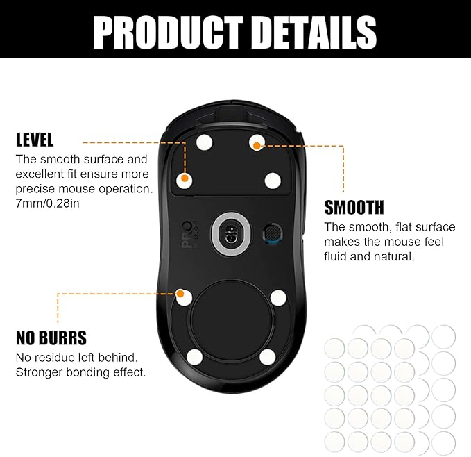 160 Pcs Universal Mouse Slider Pads, Dia 6mm & 7mm Dot Mouse Glide Skates Replacement Compatible with Gaming Mousepads, Wear-Resistant Smooth Glide Mice Glass Skates Pad (White & Black)
